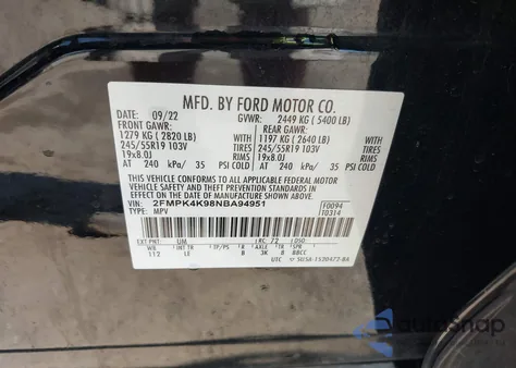 2022 Ford Edge Titanium from USA, damaged, VIN 2FMPK4K98NBA94951